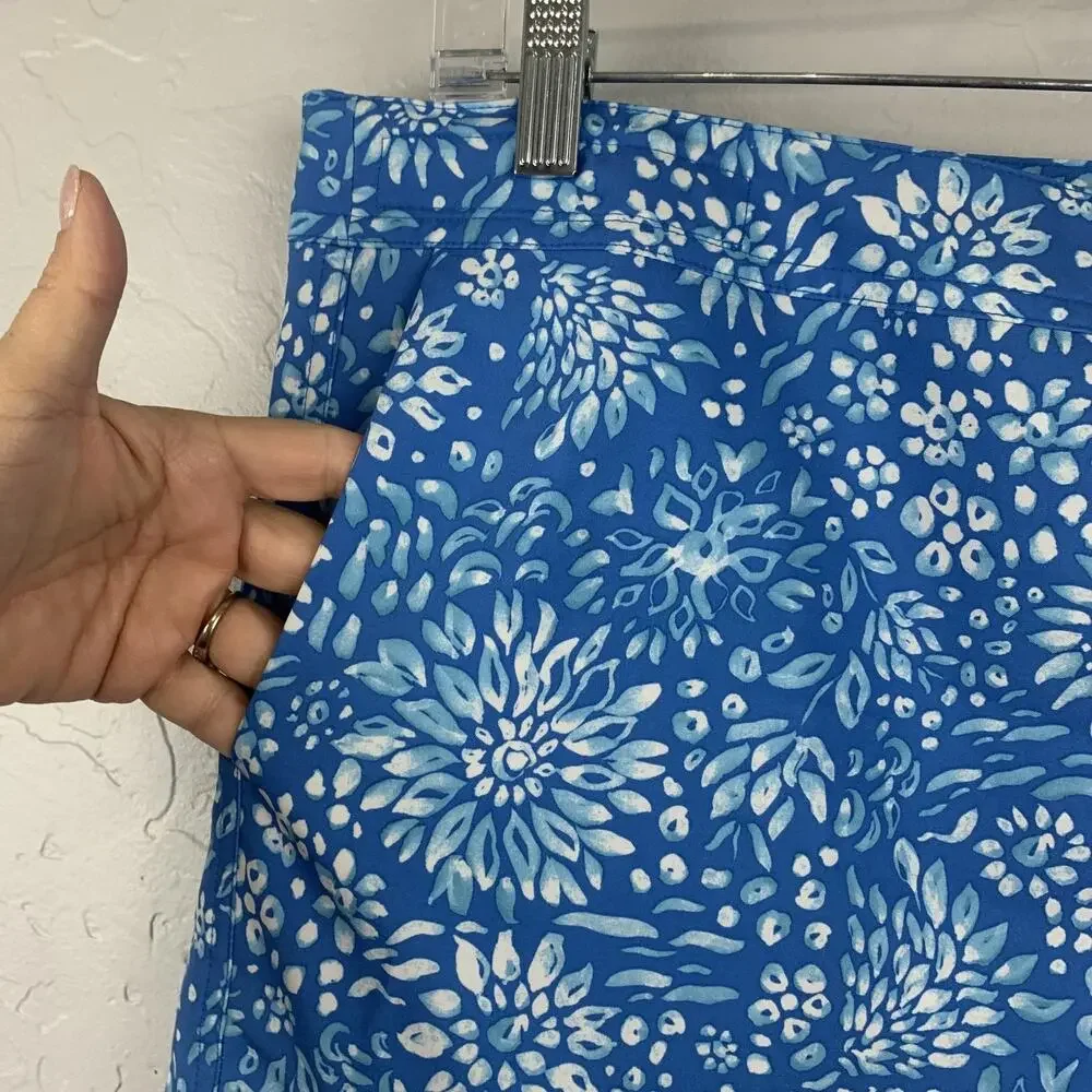 RipSkirt Skirt 2 Womens Large Blue Floral A Line Stretch Travel Pockets Casual